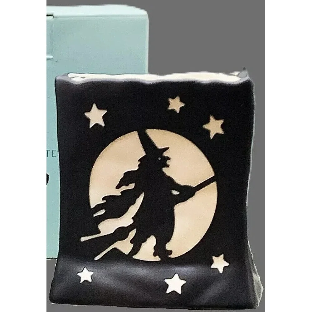 PartyLite Luminary Witch Broomstick Moon Candle Holder HALLOWEEN Vtg Retired NIB